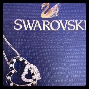 Swarovski silver double heart necklace
